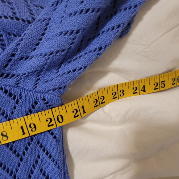 Talbots Chevron Open Knit Sweater XLp blue pullover soft Office Siren Sexy - Picture 3 of 5